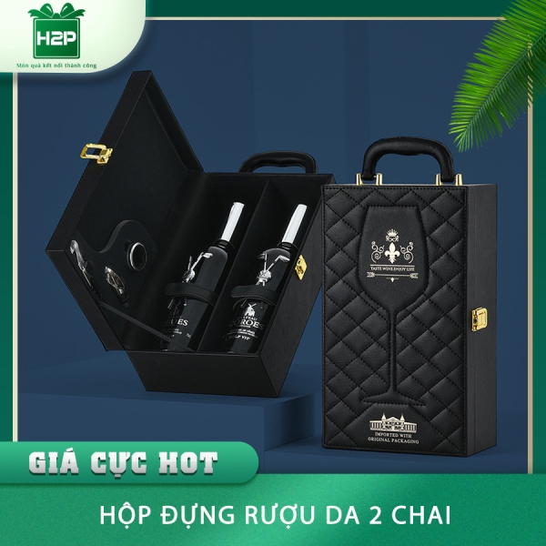 HỘP RƯỢU DA 2 CHAI HDRD-13